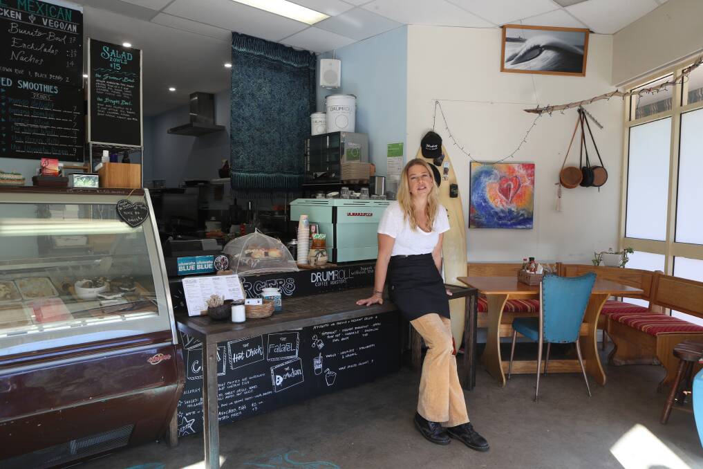 Shutdown: Katherine Erskine from Uluwatu Blue cafe is closing the doors while for the two months that work is carried out on Lawrence Hargrave Drive. Pictures: Robert Peet