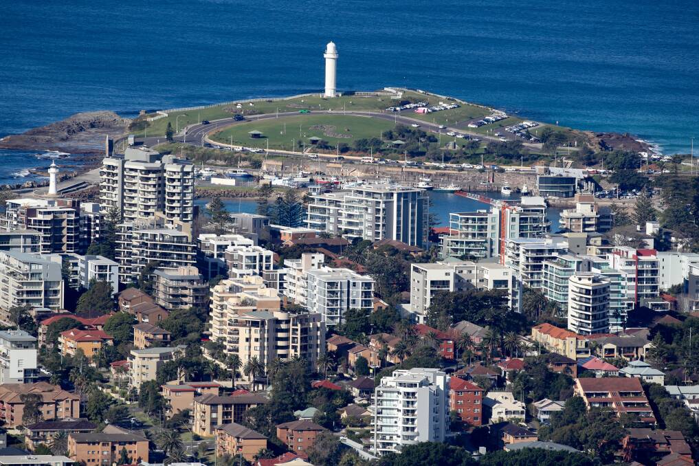 Apartment buildings in Wollongong surrounding the lighthouse on Flagstaff Hill. Picture: Adam McLean