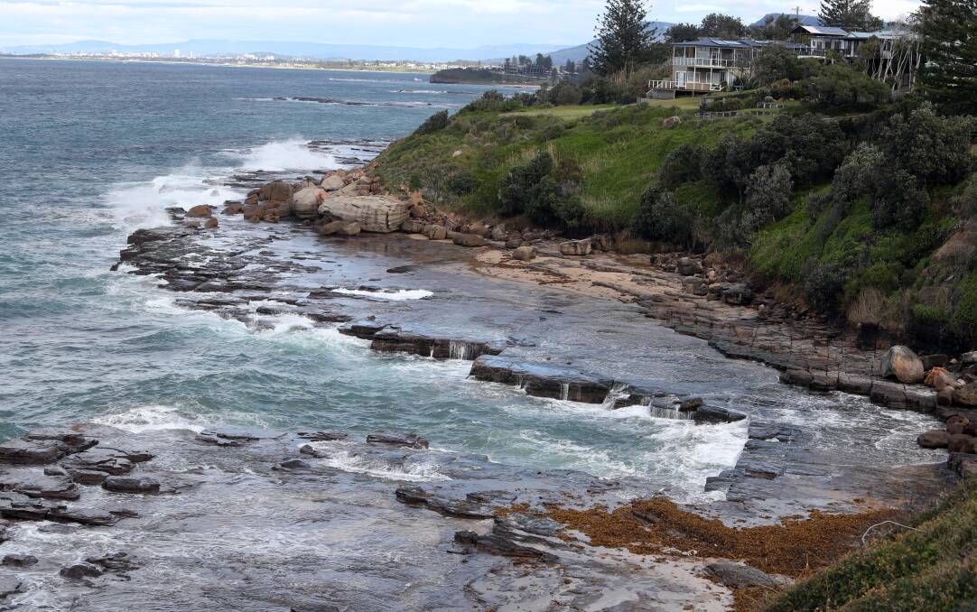 DANGEROUS SPORT: The area where the rock fisherman went in at Wombarra. Picture: ROBERT PEET: