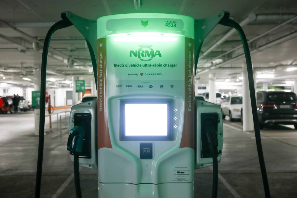 Power: The new "super-rapid" car charger at Shell Cove can give electric cars a 400-kilometre range in as little as 15 minutes. Picture: Adam McLean.
