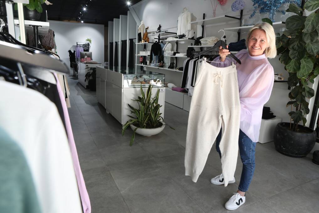 Wollongong fashion retailer Kelly Kreilis of Frolic Girls says selling lounge-wear helped saved her business during the uncertain times of the Covid-19 pandemic - it now accounts for about "98 per cent" of their sales. Picture: Robert Peet