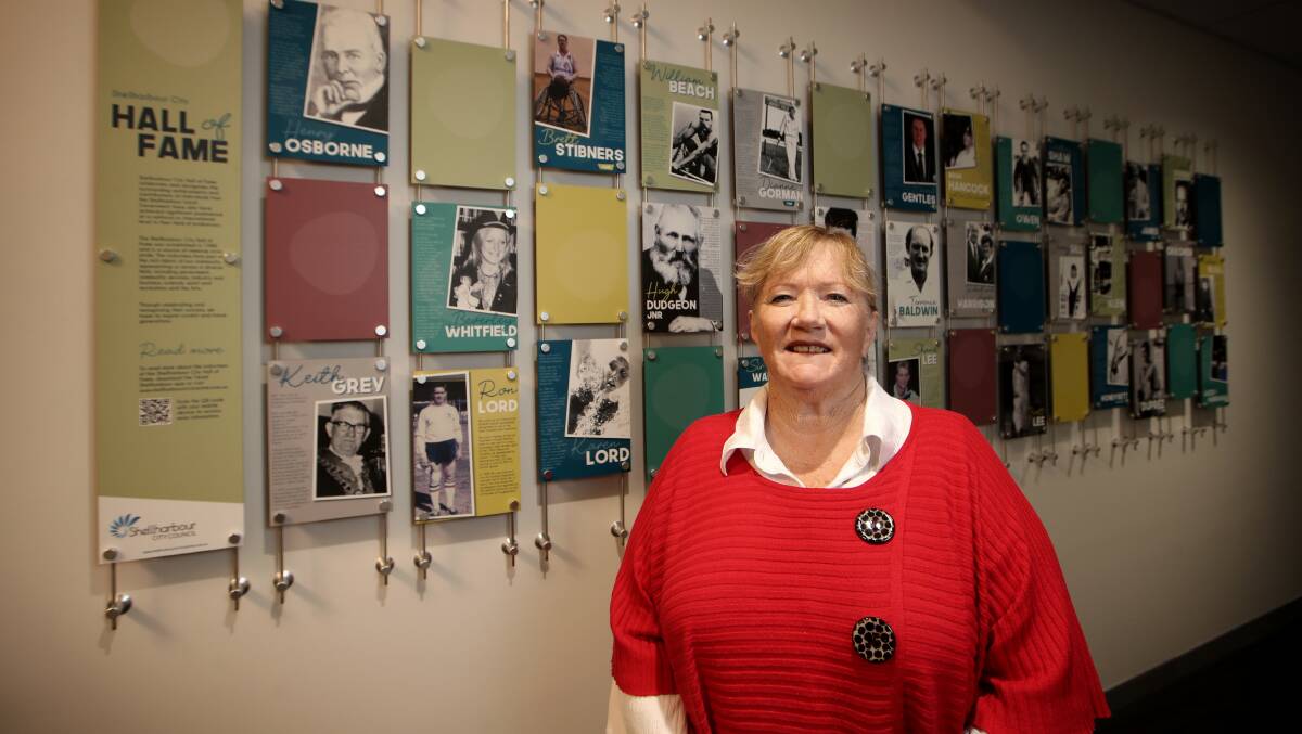 NEW SPACE: Shellharbour Mayor Marianne Saliba unveiling a new permanent exhibition of the Shellharbour City Hall of Fame, at the Civic Centre. Picture: Sylvia Liber