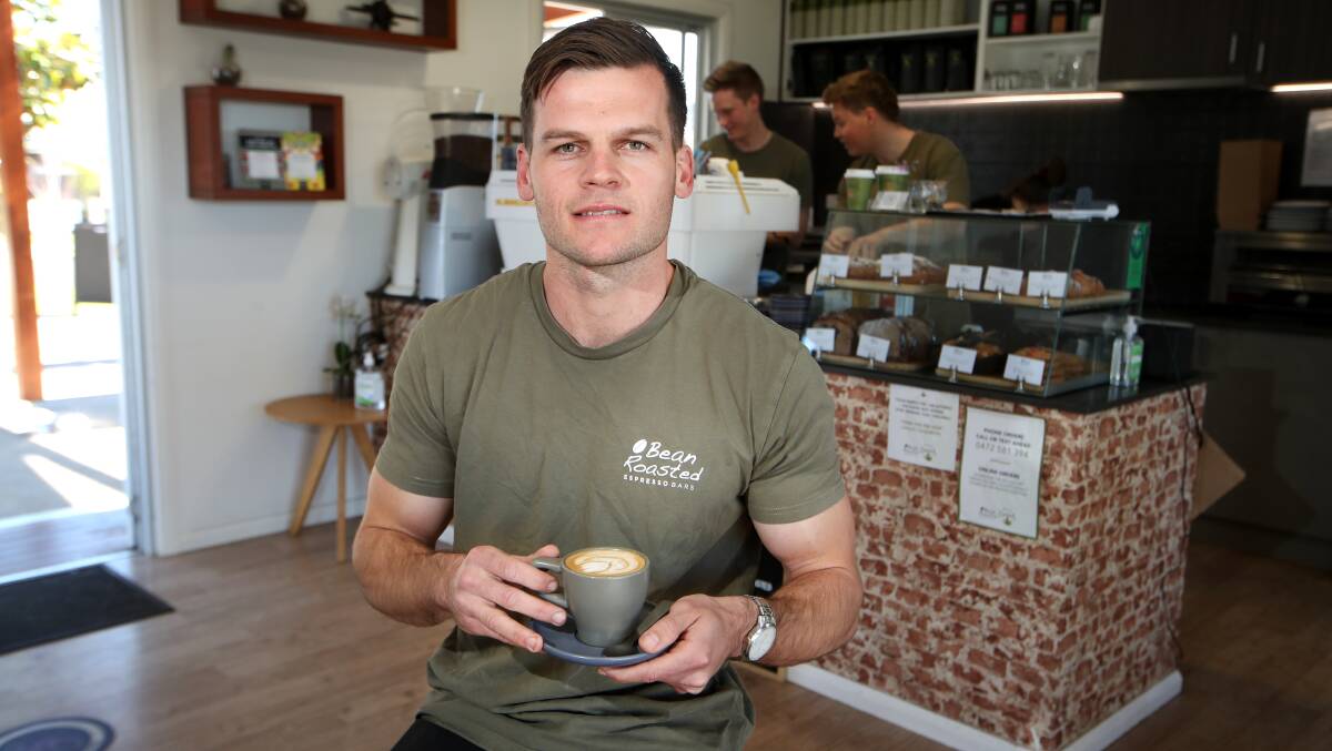 Bean Roasted Espresso Bar barista Christian Lovatt is encouraging locals to brew from home. Picture: Sylvia Liber.