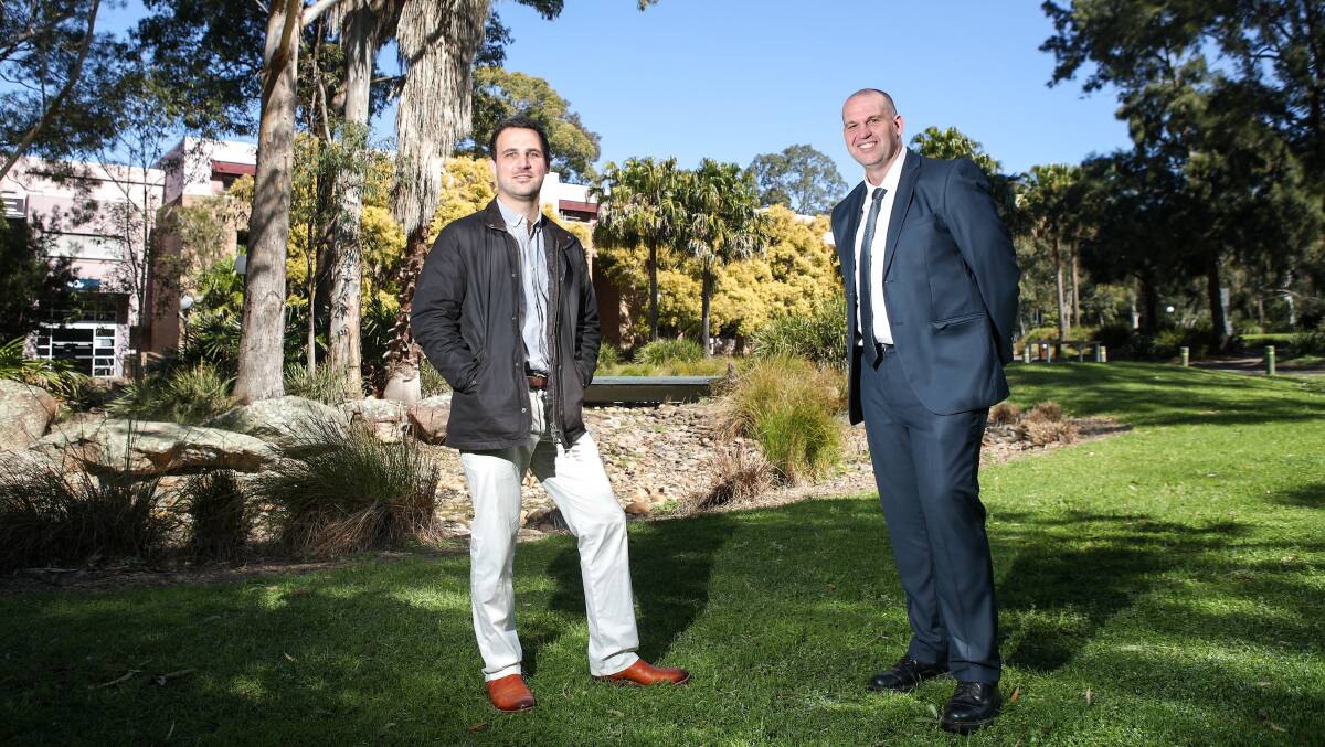 MATHEMATICAL PARTNERSHIP: Tibra Foundation committee member Arman Schwarz with Aidan Sims, the head of UOW's School of Maths and Applied Statistics. Picture: Adam McLean
