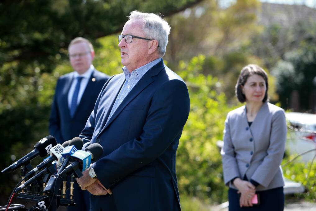 Health Minister Brad Hazzard at the September announcement that the government will build a new hospital at Shellharbour. Picture: Sylvia Liber