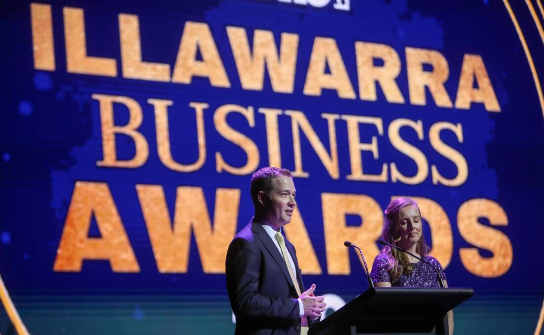 Executive Director at Illawarra Business Chamber Adam Zarth speaks during the 2020 Illawarra Business Awards. 