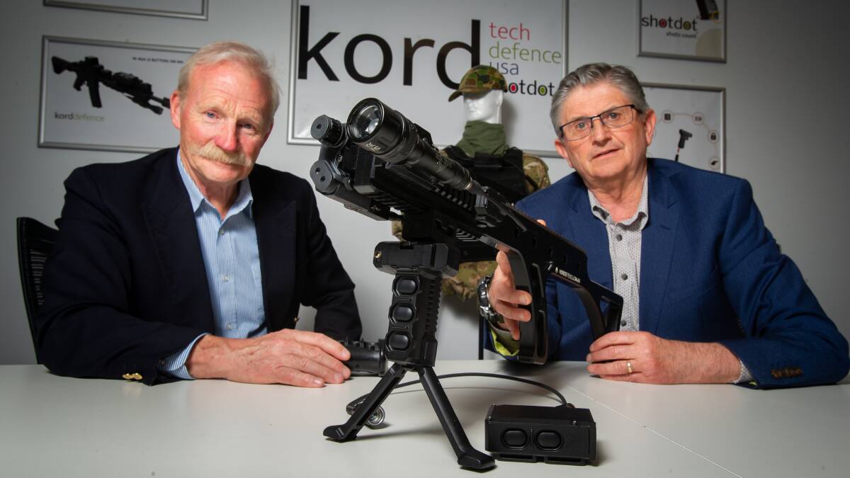 Kord Defence business development director, John Baird and managing director, Peter Moran, have won a multimillion dollar defence contract to develop new technology for Australian soldiers. Picture: Elesa Kurtz 