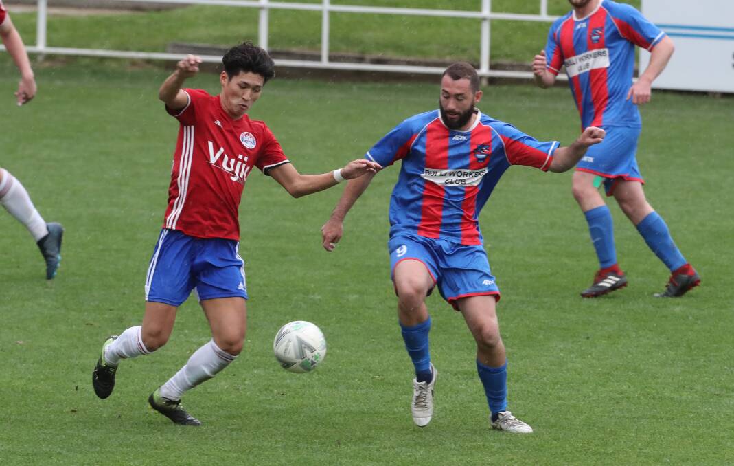 Game breaker: Woonona's Jesse French (right) scored the match-winner in last week's preliminary final victory over Albion Park. Picture: Robert Peet.