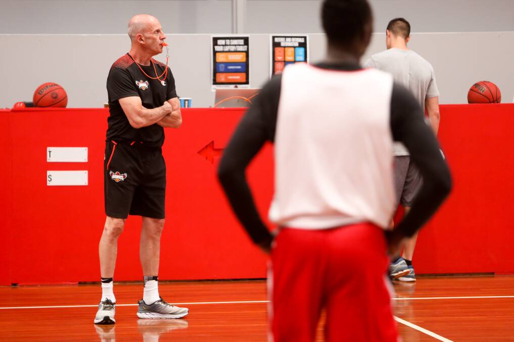 ROLLING WITH IT: Hawks coach Brian Goorjian will now oversee his first NBL game at the helm of the club against Brisbane on Saturday. Picture: Adam McLean.