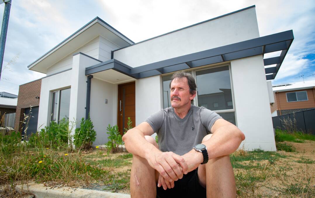 Peter McPhan's new house in Holt remains unfinished and he says there is no practical way for him to pursue his builder. Picture: Elesa Kurtz