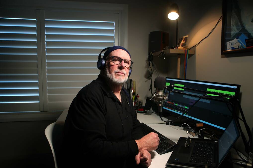 TAKING OFF: Phil Dye in his Thirroul studio where he produces the podcast Marking The Role, which was giving teachers a voice at a time when tensions were high. Picture: SYLVIA LIBER.
