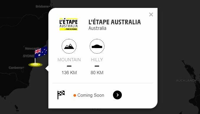 The L'Etape website still includes the Illawarra on its 'coming soon' map.