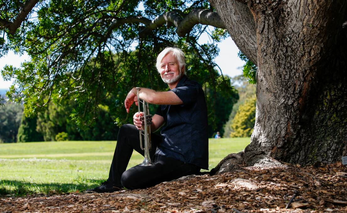 Eric Dunan, trumpet in hand, at the Wollongong Conservatorium of Music this week. Photo: Anna Warr
