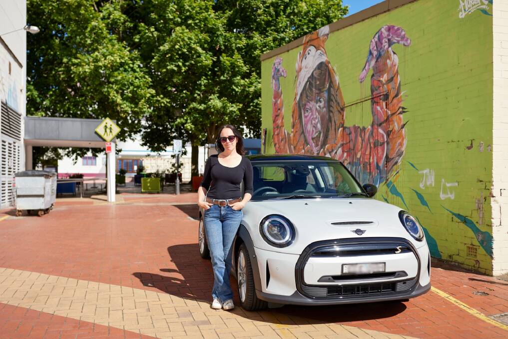 Jennifer Martel with her all-electric Mini. Picture by Jeremy Martel.