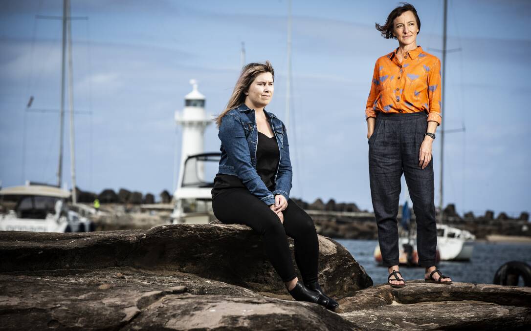 CLOSE ENCOUNTERS: Teaniel Mifsud and Dr Leah Gibbs from UOW's School of Geography and Sustainable Communities at Wollongong Harbour. Picture: SUPPLIED.