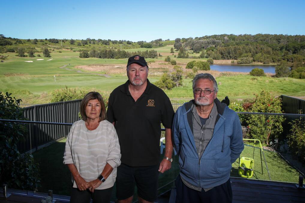 HOW'S THE SERENITY: Joanna and Steve Oakey with Brad Jenkins (centre) with the camping area in the background. Picture: ADAM McLEAN.