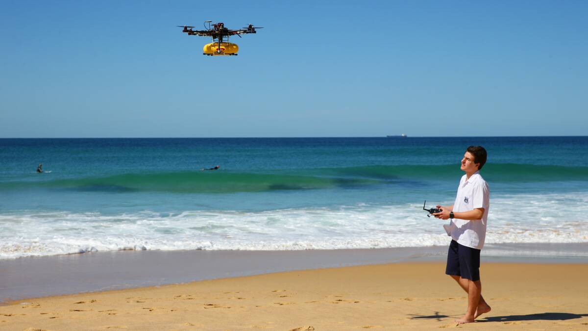 On patrol: This is a friendly drone, for beach rescues. But other people are annoying sunbakers with cameras mounted on aircraft.