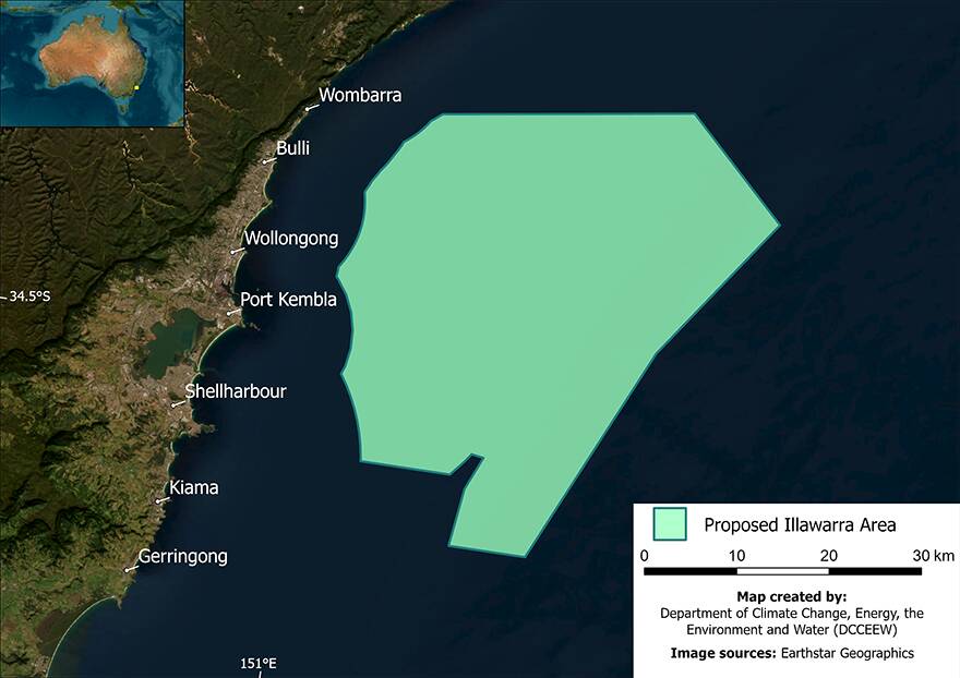 The Illawarra offshore wind zone as put out to public consultation.
