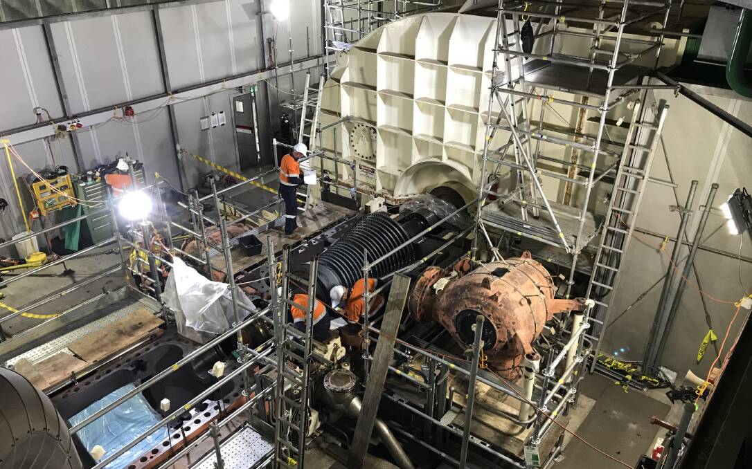 PRESSURE DOWN: The Intermediate Pressure Steam Turbine in the Tallawarra power station at Yallah. The plant is getting an upgrade that has required 100 more workers.