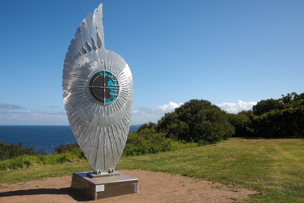 The striking World War II memorial sculpture installed on Hill 60 at Port Kembla. Picture by Adam McLean.