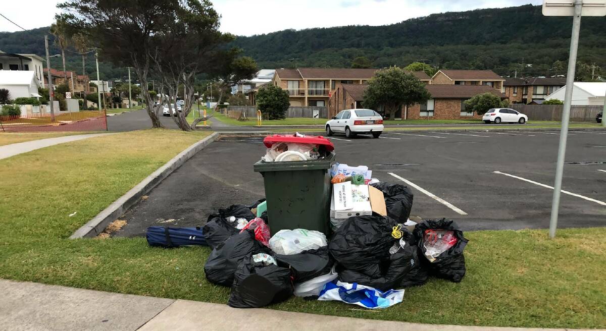 HOW'S THE AMENITY: Bin in Thirroul typical of most in northern suburbs. Picture: DONNA BENNETT.