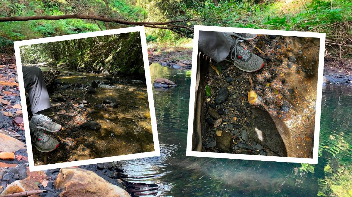 Pictures supplied by the Sutherland Shire Environment Centre show recent coal material still in Camp Gully Creek.