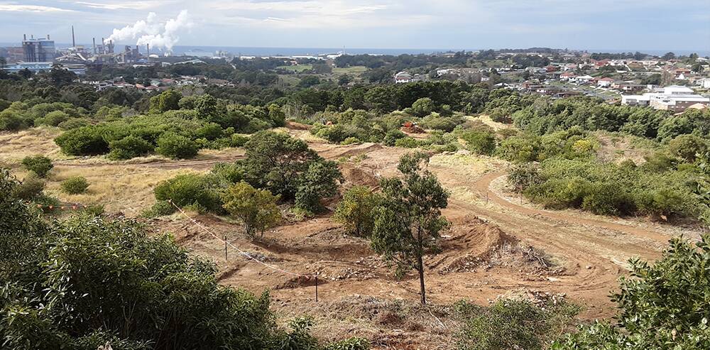 STAY OUT: The mountain bike trails under construction in the Cringila hills.