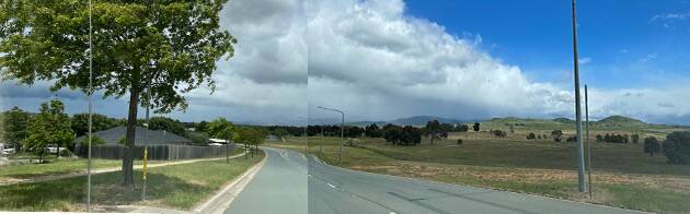 The actual point where Canberra (left) stops and the country begins, near Dunlop. Picture by Ben Langford.