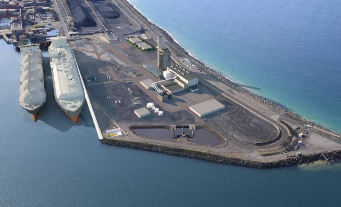GET THE GAS FLOWING: An early artist's impression of the Port Kembla Gas Terminal, with the coal loader next door. Source: GHD/NSW Major Projects.