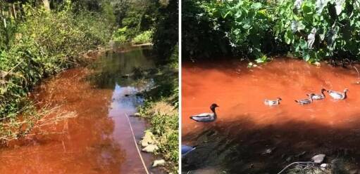 WRONG: Byarong Creek polluted by ceramic fines. Picture: Charlotte Simpson..