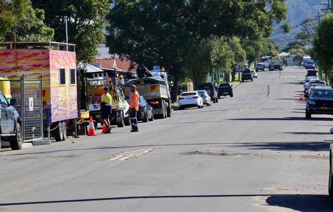 Speed humps were being removed on Murranar Rd on Tuesday. Picture by Sylvia Liber.