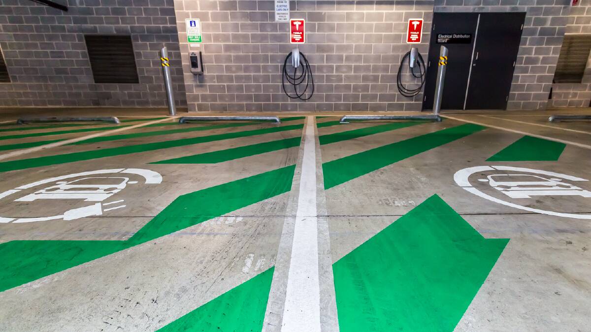 Power up: The three charge stations in Wollongong Central's car park.