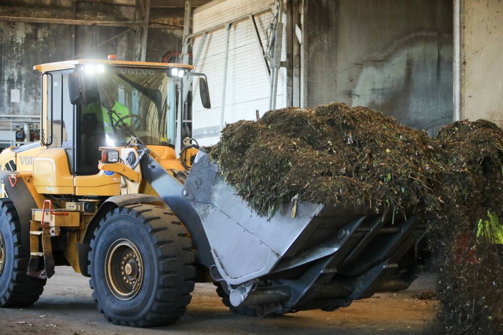 FOGO'D ABOUT IT: This is where your organic waste goes, mulched at Soilco in Kembla Grange. Picture: ADAM McLEAN