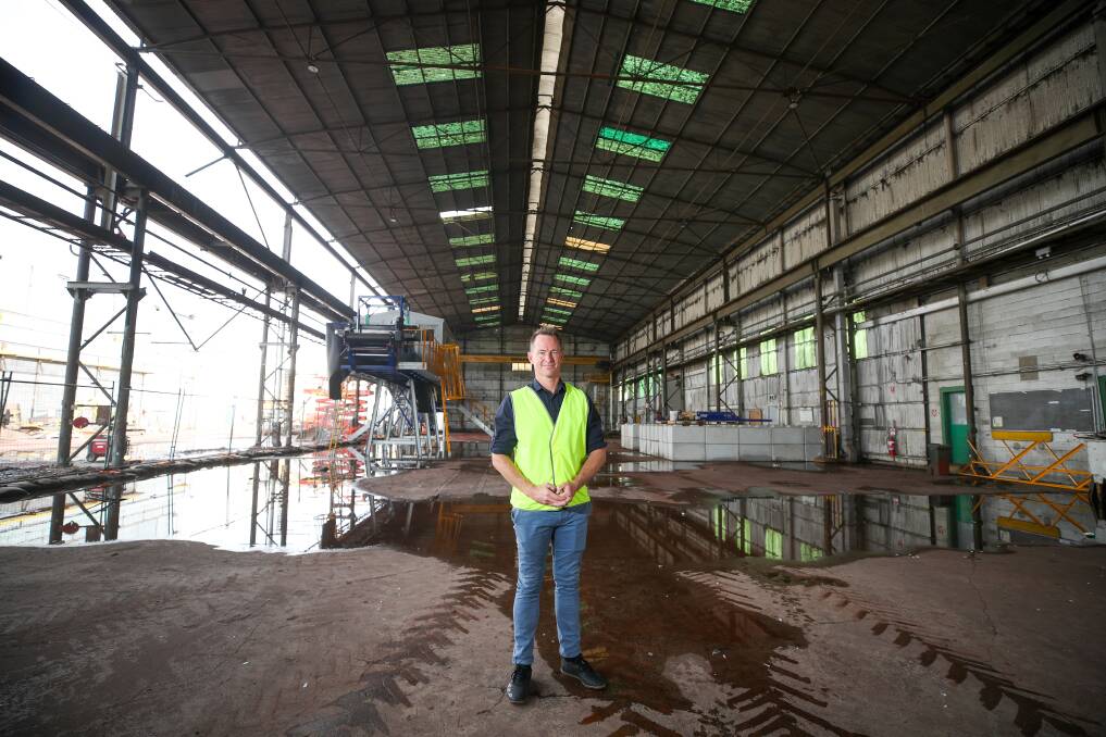 Soilco general manager Charlie Emery in the old OneSteel factory which will house the new plans. Picture: ADAM McLEAN.