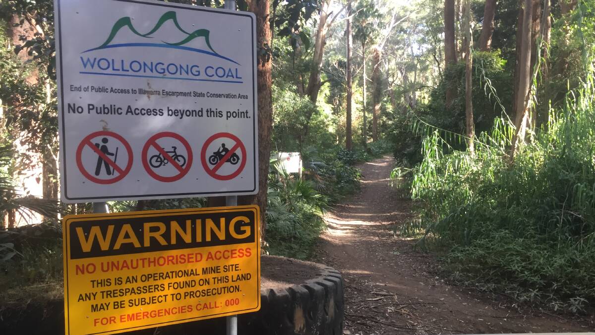 A Wollongong Coal sign warning the public to keep out.