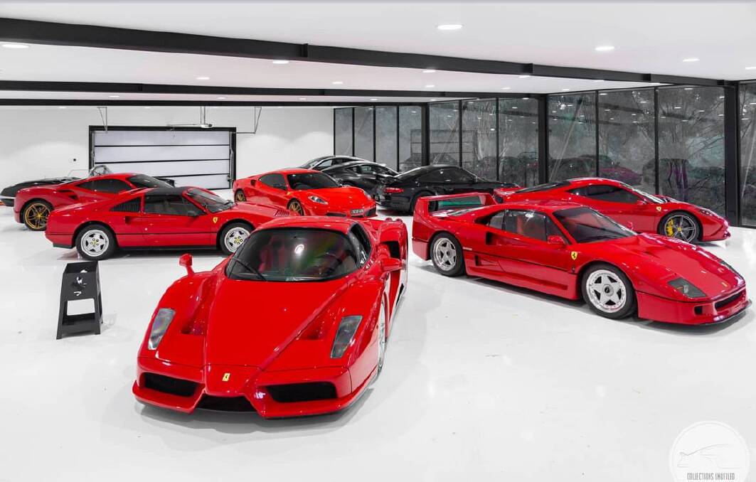 Matt Latimore isn't shy about his Ferrari collection. Here he let Collections Unveiled do a spread on his garage. Picture: Facebook/Collections Unveiled.
