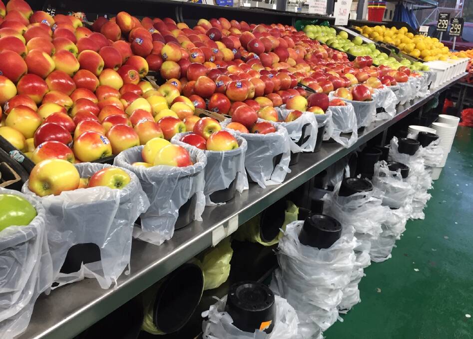 FANTASTIC: But it's plastic business as usual for other fruits, including these apples.