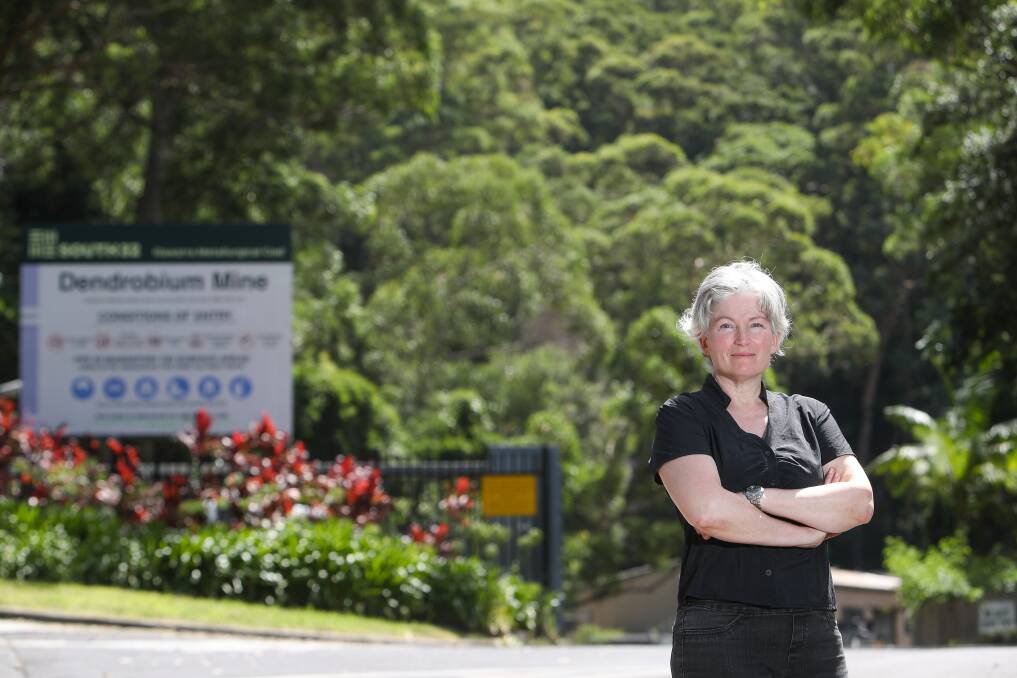 RELIEF: Protect Our Water Alliance spokeswoman Deirdre Stuart at the entrance to the Dendrobium mine at Mt Kembla. Picture: ADAM McLEAN.
