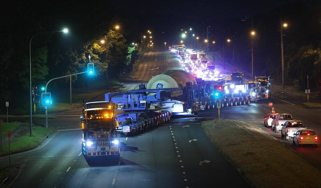 The turbine makes its way along Springhill Rd. Picture: Transport for NSW