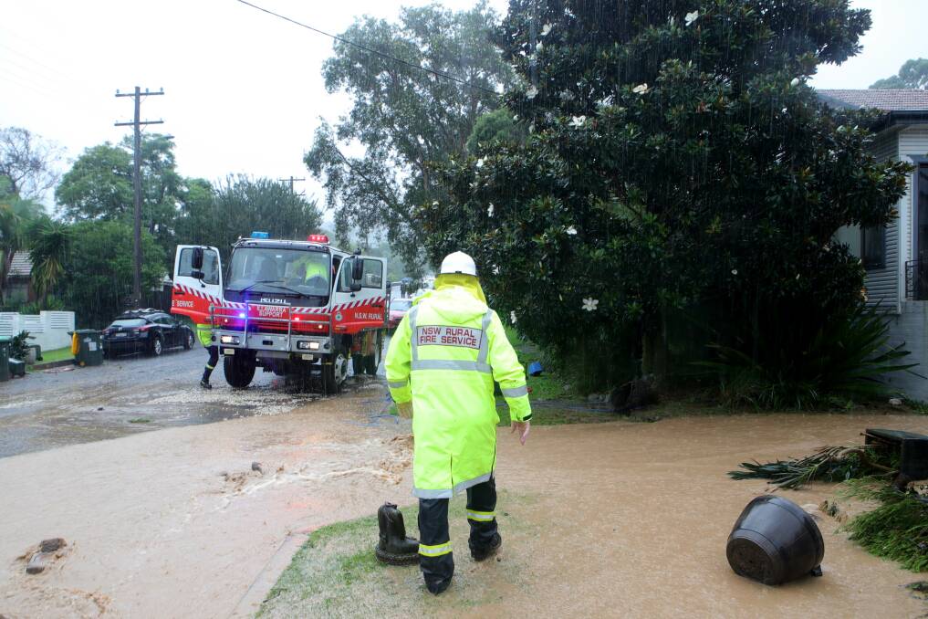 A flooded Lachlan Street, Thirroul in April 2022. Picture by Sylvia Liber.