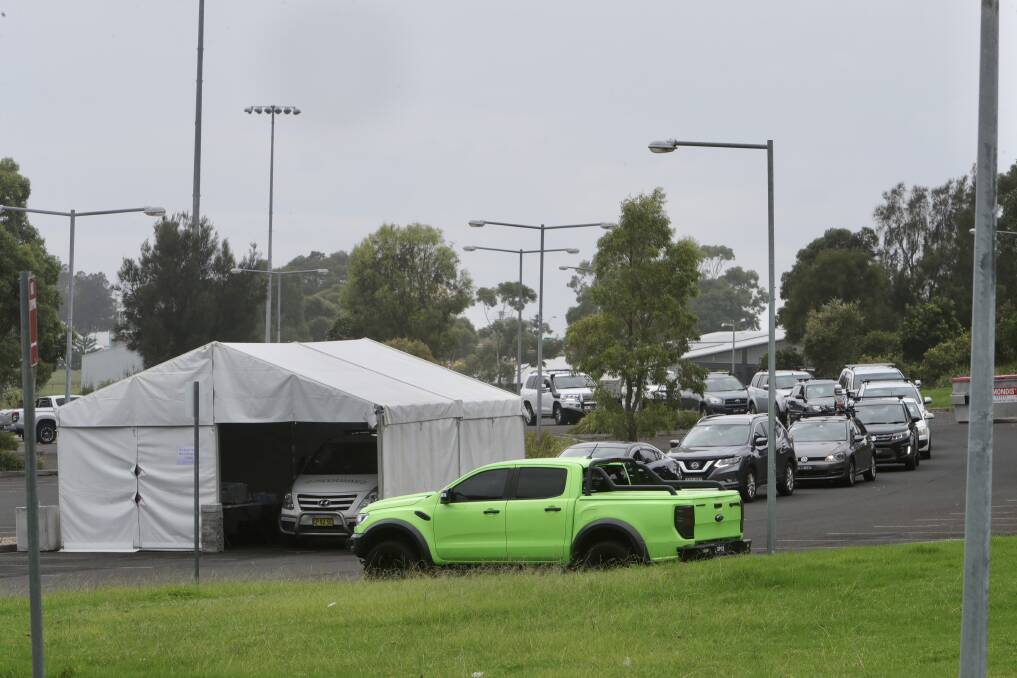 Shellharbour's testing site was a little busier than those further north. Picture: Sylvia Liber
