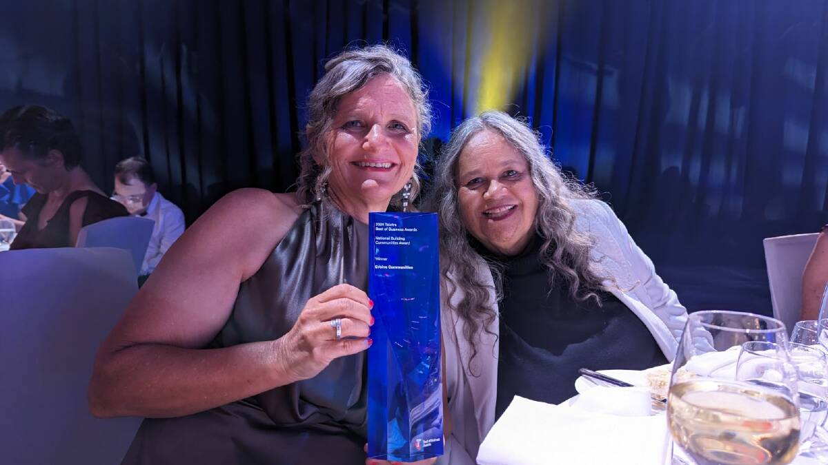 Carla Rogers and Aunty Munya Andrews from Evolve Communities with their award. Picture supplied
