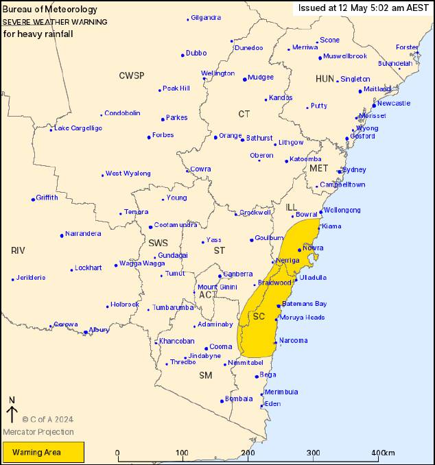 The warning area. Picture from BOM