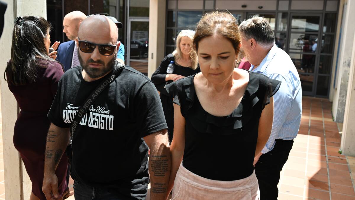 Antonio Desisto's father Exaven leaves court, wearing a shirt emblazoned with his late son's name. Picture by AAP