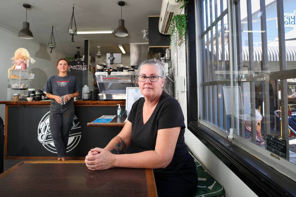 'DISHEARTENING': Karen Green, pictured with barista Kimmy Irons, has suffered another break-in at her Tarrawanna cafe. Picture: Adam McLean