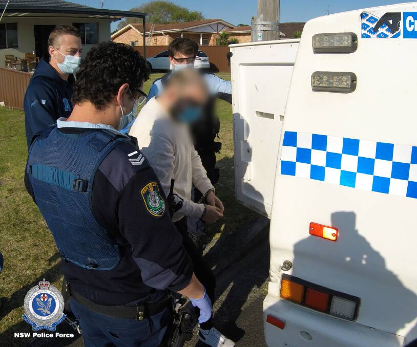Police make an arrest in Primbee. Picture: NSW Police Force