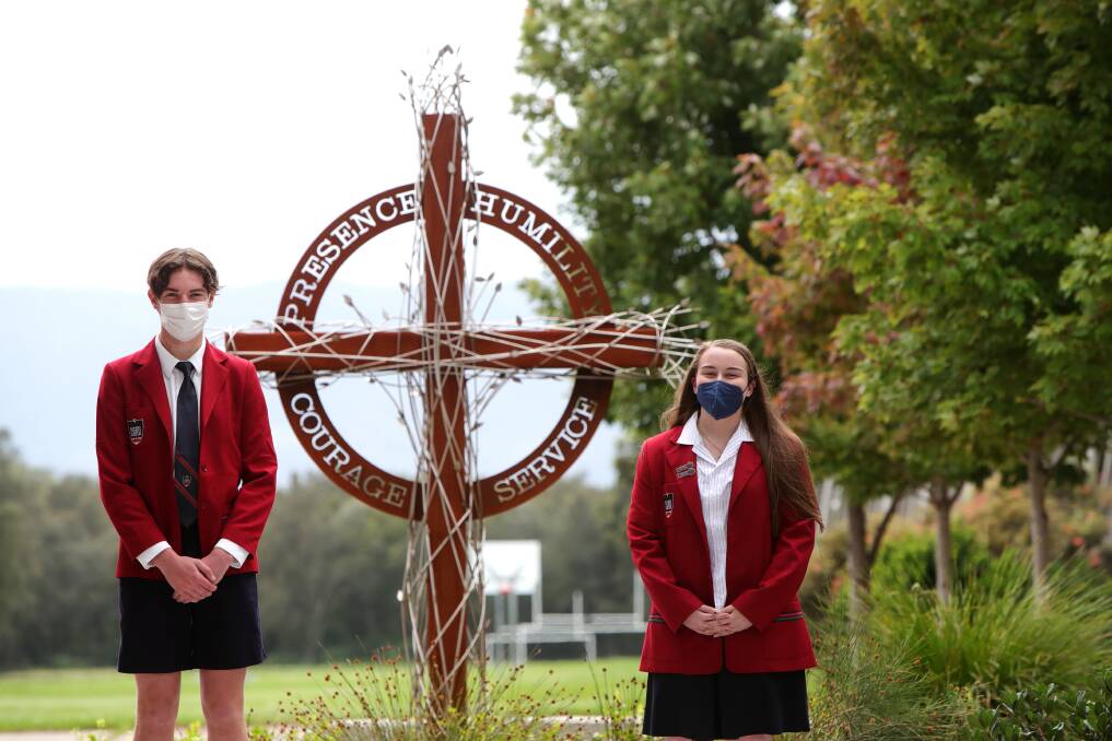 Corpus Christi Catholic High School's Cameron Deguara and Caitlin Daly both made it onto the all round achievers merit list. Picture: Sylvia Liber