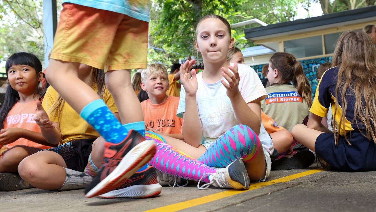 Students wear colourful socks for World Down Syndrome Day. Picture by Adam McLean