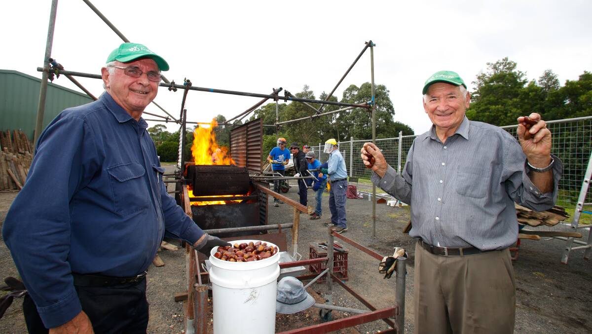 Donato Gaudiosi and Emilio Felli are two of the more experienced roasters at Castagne Day. Picture: Anna Warr