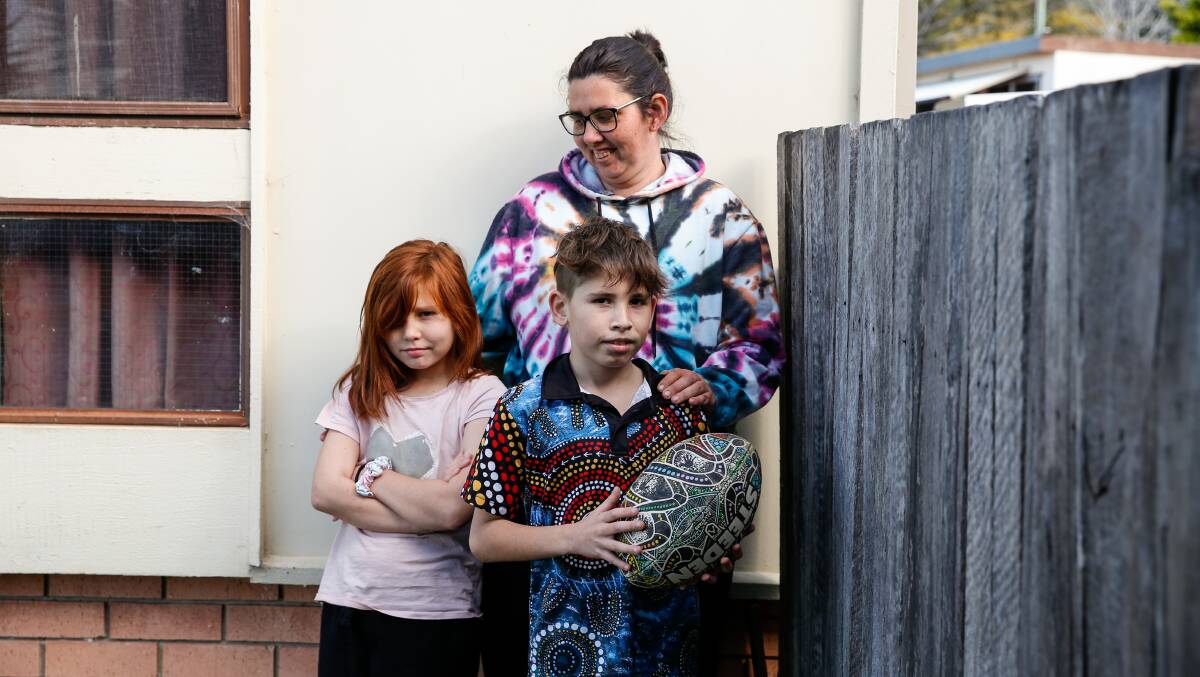Rhiannon Reynolds is concerned about her children, who include Tanika, 9, and Jason, 12, returning to school unvaccinated. Picture: Anna Warr